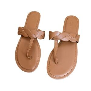 J Crew Brown Twist Flip Flop Sandal Size 9 Camel